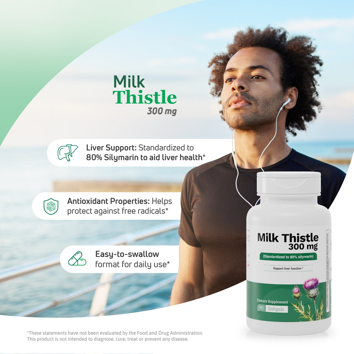 Milk Thistle Extract 300 mg β Daily Liver & Wellness Support - Benfit