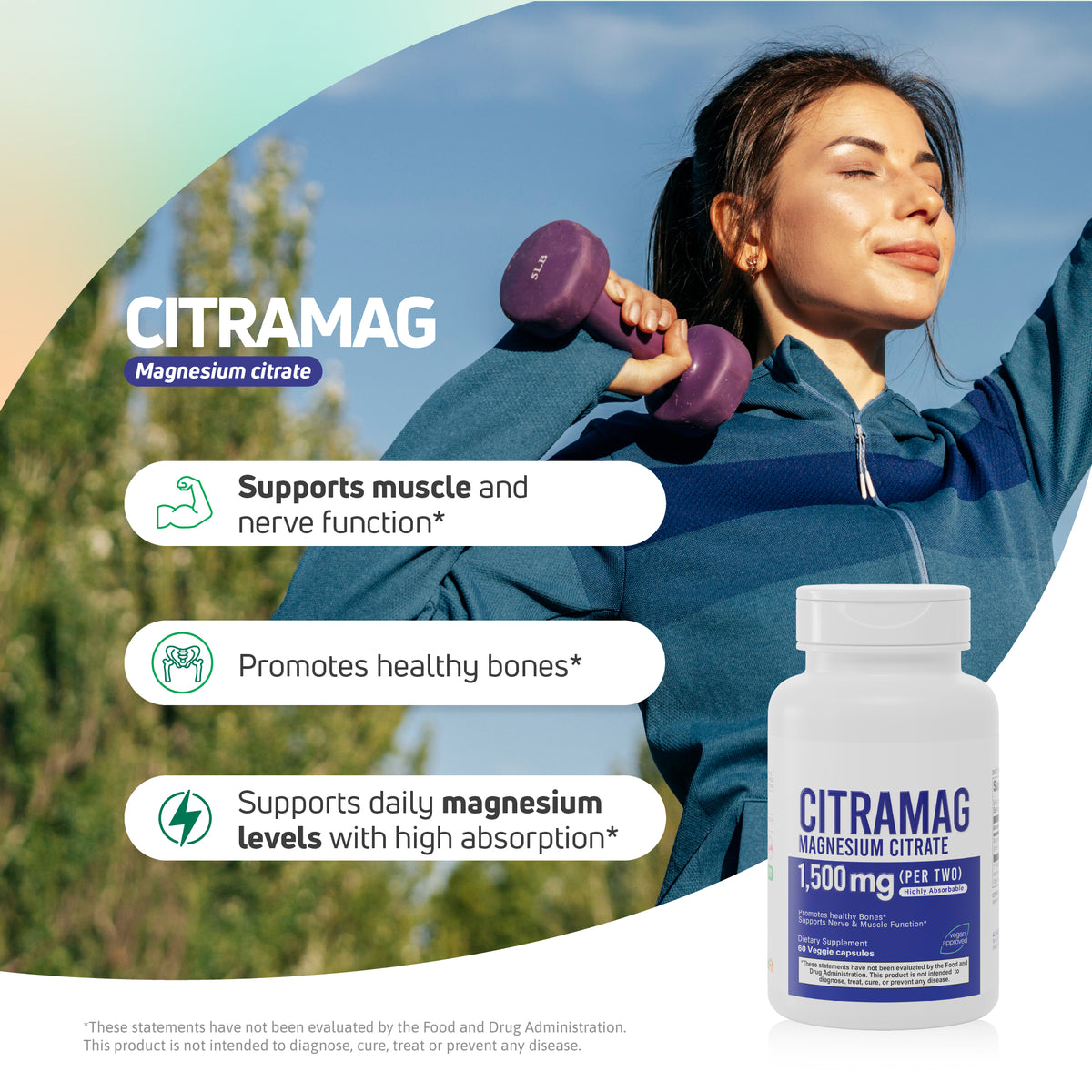 Citramag Magnesium Citrate | 240 mg Magnesium | 60 Veggie Capsules - Benfit