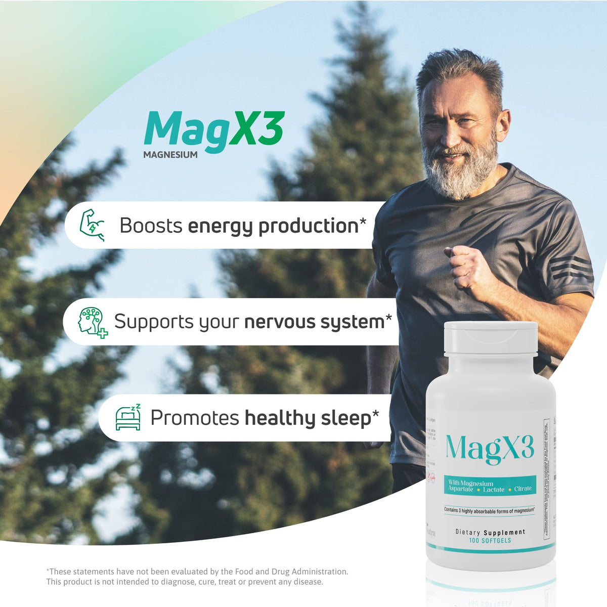 MagX3 magnesium supplement for daily wellness, energy production, nervous system support, and healthy sleep