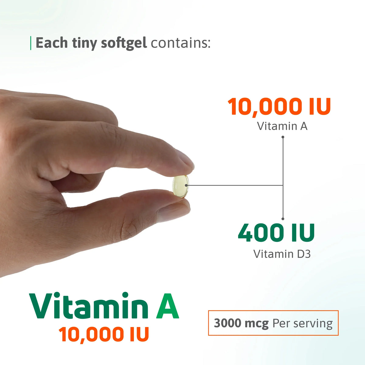 Vitamin A 10000 IU softgel with Vitamin D3 400 IU per serving