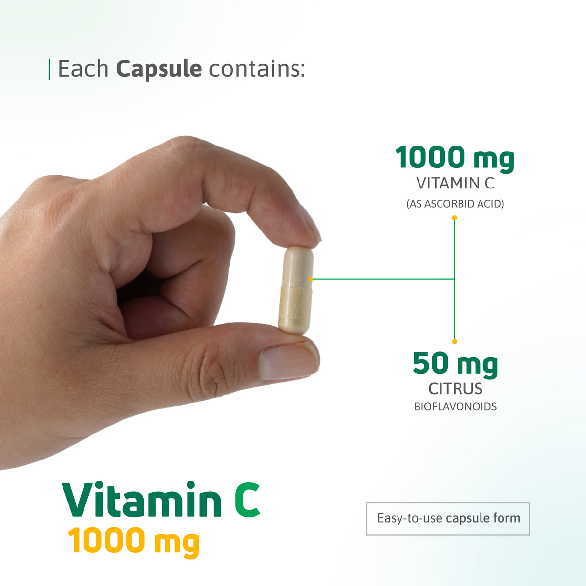 Vitamin C 1000 mg capsule with 50 mg citrus bioflavonoids in easy-to-use capsule form