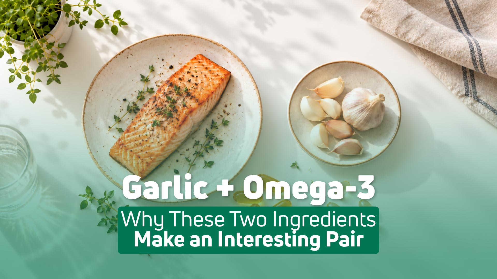 Garlic + Omega-3: salmon, garlic and fish oil softgels