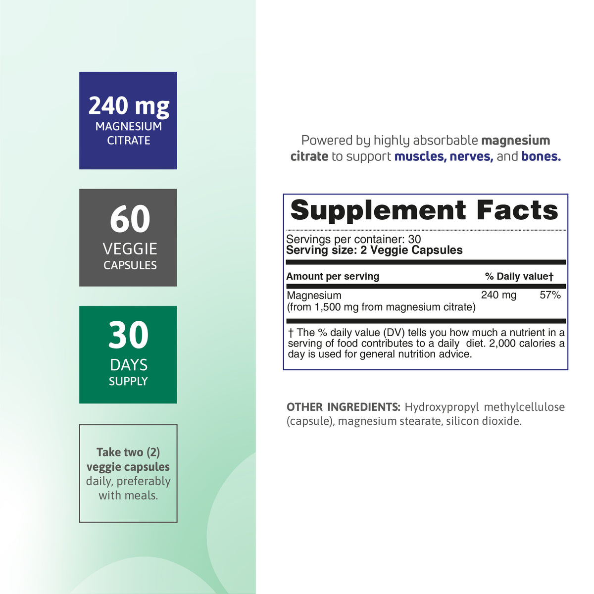 Citramag Magnesium Citrate | 240 mg Magnesium | 60 Veggie Capsules - Benfit