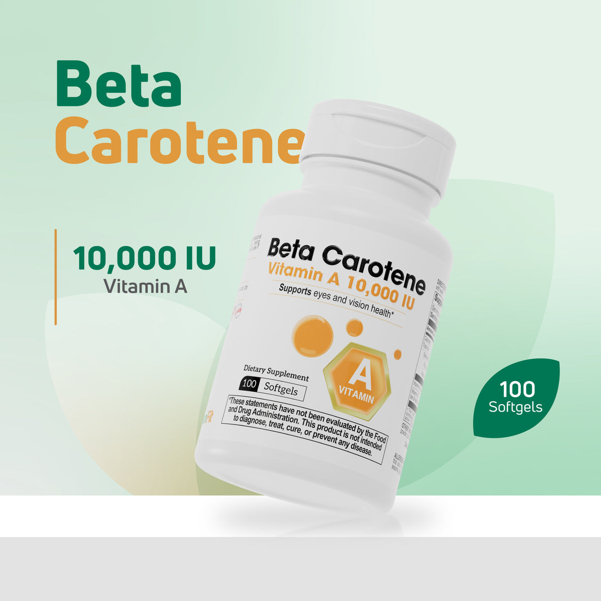 Beta Carotene 10,000 IU – Vitamin A from Beta-Carotene | 100 Softgels - Benfit