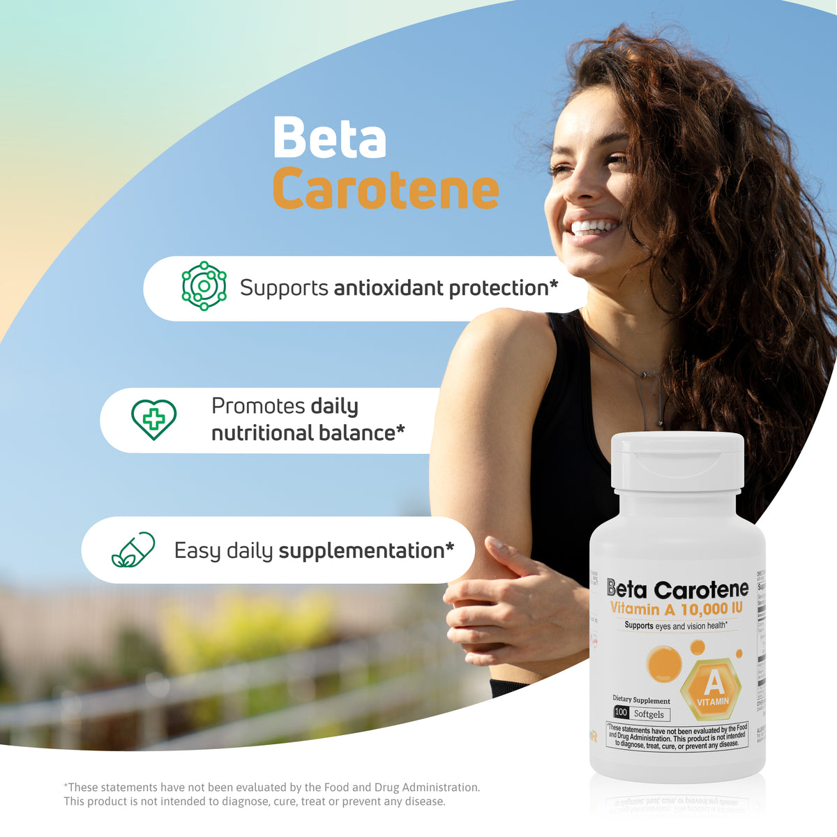 Beta Carotene 10,000 IU – Vitamin A from Beta-Carotene | 100 Softgels - Benfit