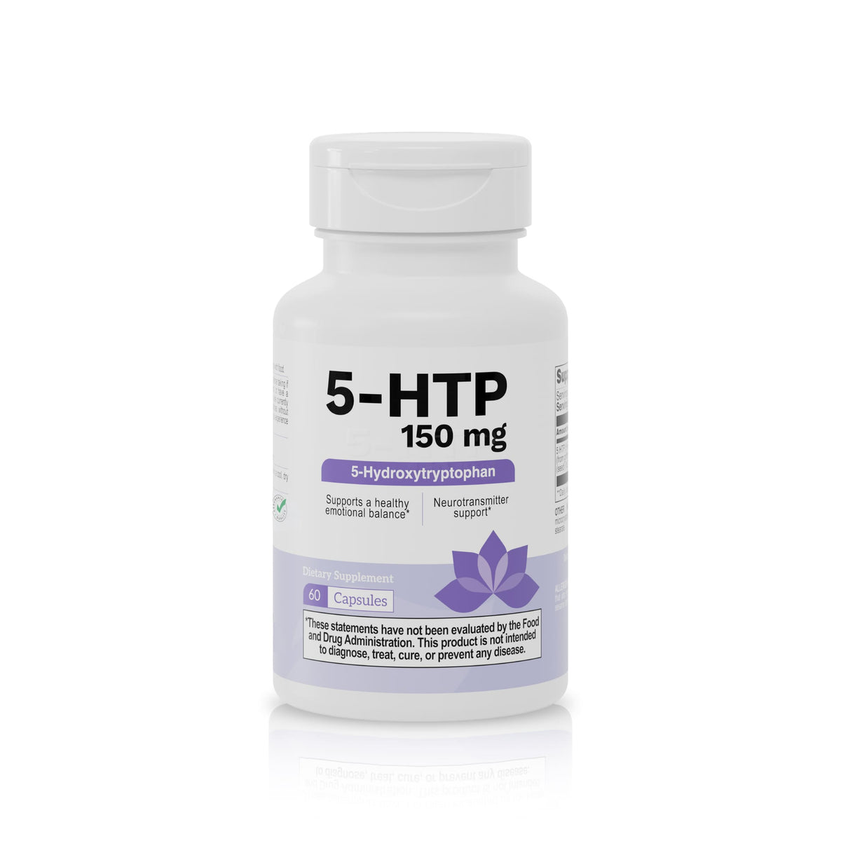 5-HTP 150 mg supplement with 5-hydroxytryptophan, 60 capsules to support emotional wellness and neurotransmitter function.