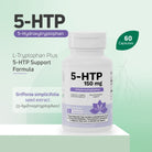 5-HTP 150 mg supplement made with Griffonia simplicifolia seed extract to support mood balance, emotional wellness, and serotonin production.