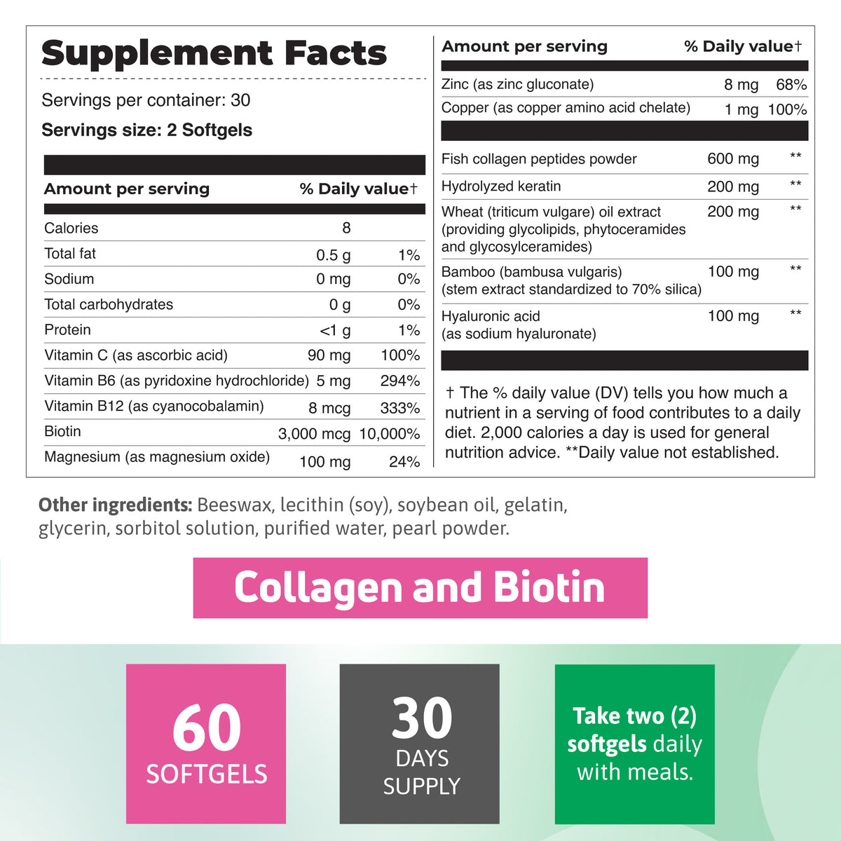Collagen and biotin, Vitamin E 1000 IU | Combo for women - Benfit