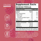 Supplement Facts for creatine monohydrate gummies featuring 3,000 mg of creatine per serving, Vitamin B12, berry flavor, no sugar added, and gluten free formula.