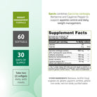 Supplement Facts for Garcin Garcinia Cambogia and Berberine weight management formula with Garcinia Cambogia extract, caffeine, berberine, cayenne pepper, and appetite control support.