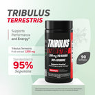 Tribulus Terrestris extract supplement with 1,200 mg per serving, standardized to 95% saponins, formulated to support stamina, performance, and energy with 90 softgels.