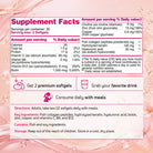 Supplement facts and daily serving directions for 3 Beauty collagen softgels with biotin, keratin, hyaluronic acid, and vitamins included in the BenFit Beauty & Mineral Balance Bundle.