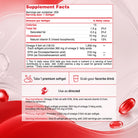 Supplement facts and serving information for BenFit Omega-3 Fish Oil 1200 mg softgels, providing 216 mg EPA, 144 mg DHA, and 360 mg total omega-3 fatty acids per softgel.