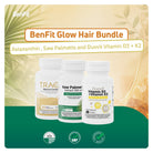 BenFit Glow Hair Bundle featuring Trace Mineral Complex with astaxanthin, Saw Palmetto extract, and Duovit Vitamin D3 + K2 supplements for daily hair and wellness support.