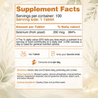 Supplement facts and serving information for Selenium 200 mcg tablets included in the BenFit Triple Selenium Support Kit.