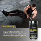 CLA 1200 mg Conjugated Linoleic Acid supplement with fitness lifestyle image and workout support