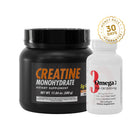 Creatine Monohydrate 500 g and Omega 3 Fish Oil 1200 mg supplement combo for strength, performance, and daily wellness support