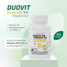 Duovit Vitamin D3 with Vitamin K2 supplement for bone, muscle, and wellness support.