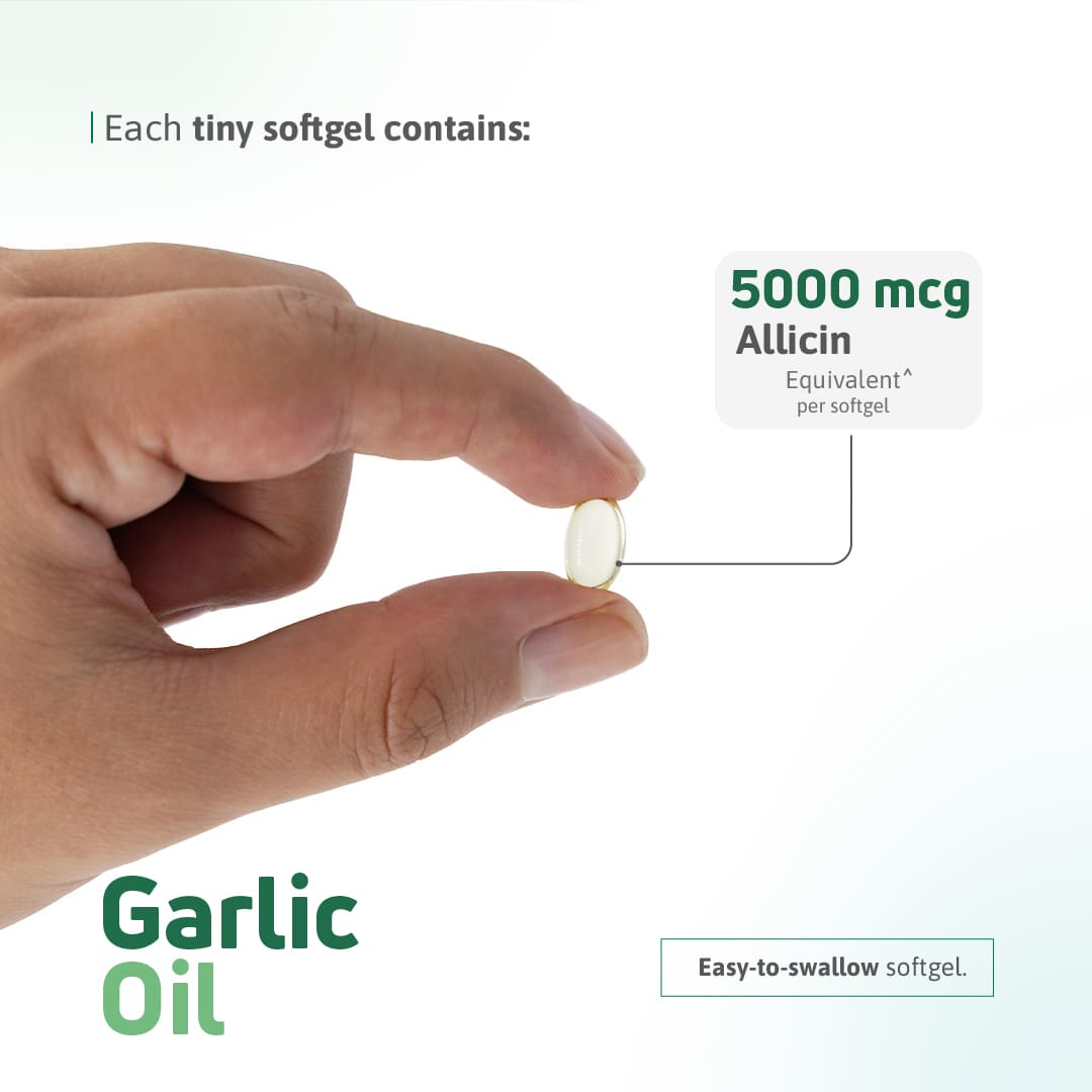 Garlic Oil softgel with 5000 mcg allicin equivalent per serving