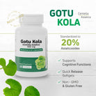 Gotu Kola Centella Asiatica 400 mg supplement standardized to 20% asiaticosides with quick release softgels