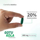 Gotu Kola Centella Asiatica 400 mg softgel standardized to 20% asiaticosides per serving