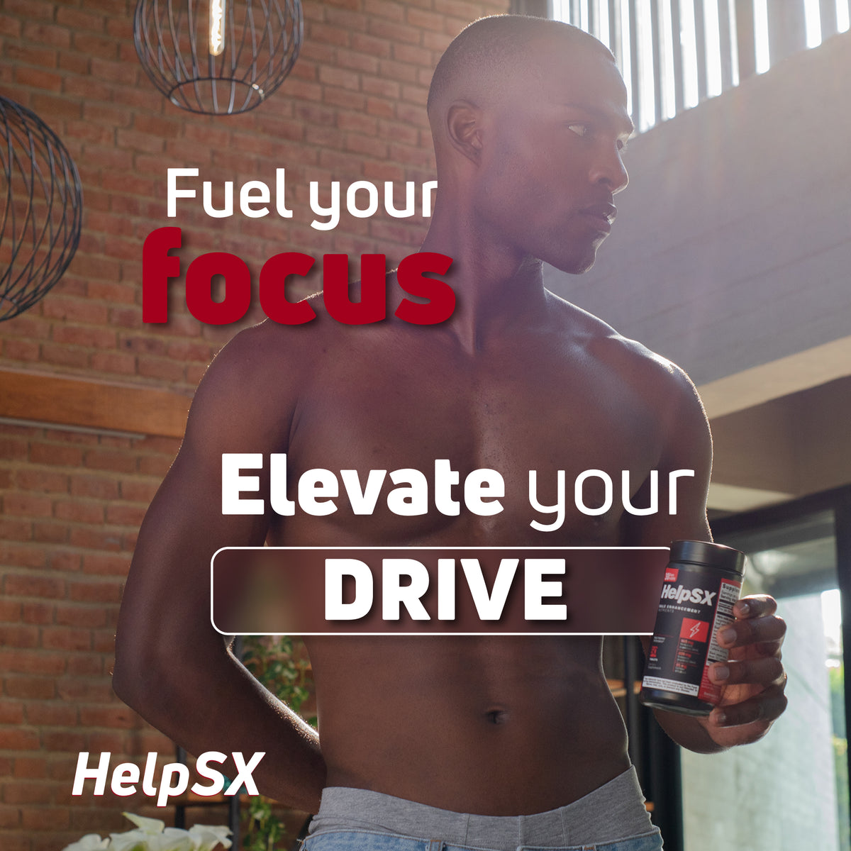 HelpSX male performance lifestyle image for focus, drive and daily energy support
