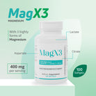 MagX3 magnesium supplement with three forms of magnesium, aspartate, lactate and citrate, 100 softgels