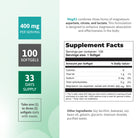 MagX3 magnesium supplement facts panel with 400 mg magnesium from aspartate, lactate and citrate, 100 softgels