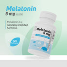 Melatonin 5 mg supplement with 120 softgels formulated to support restful sleep and sleep wake cycle balance