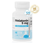Melatonin 5 mg sleep support supplement bottle with 120 softgels