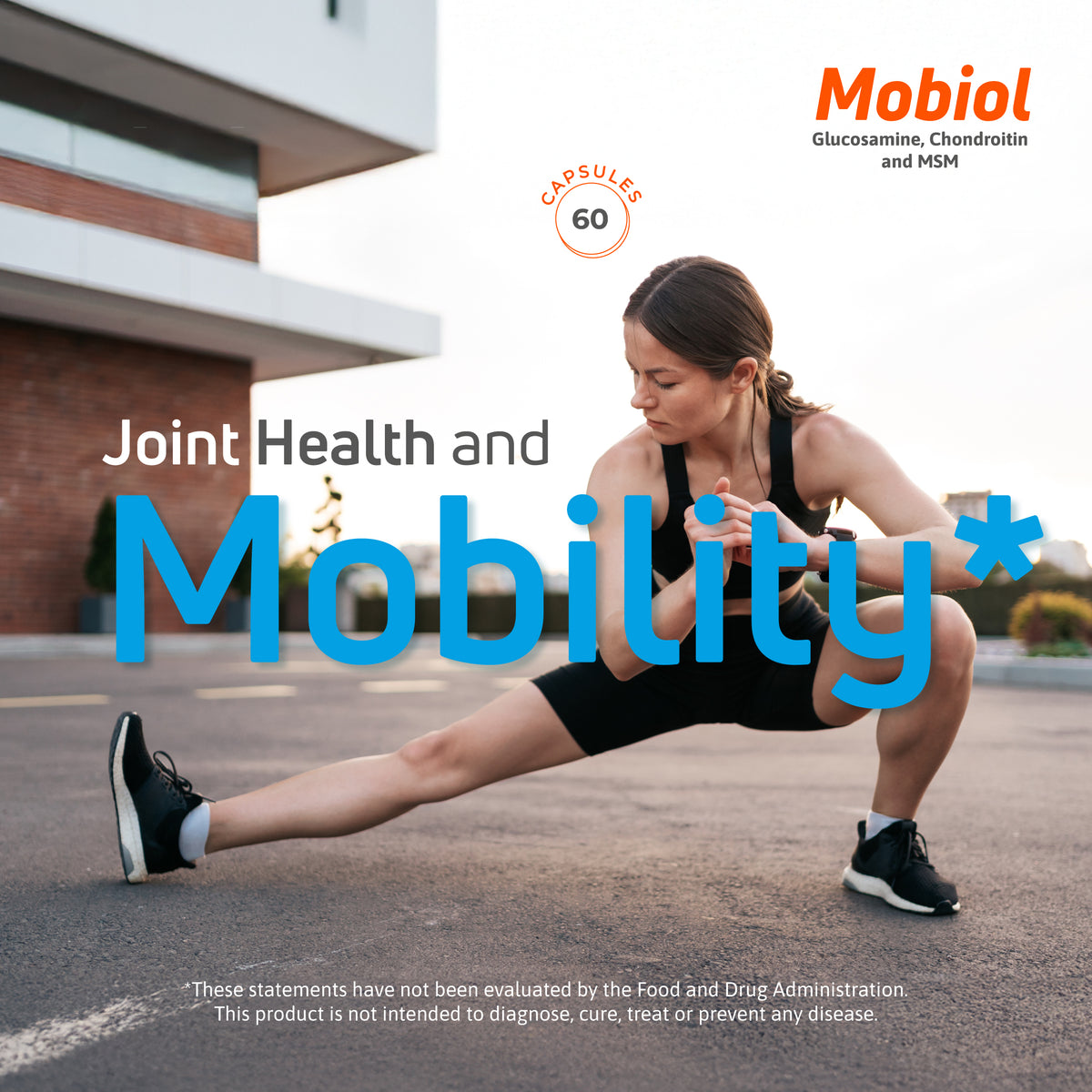 Mobiol joint health and mobility lifestyle image with glucosamine, chondroitin and MSM