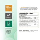 Supplement facts for Mush Defense with bovine colostrum, Chaga mushroom extract and functional mushroom blend.
