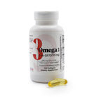 Omega 3 Fish Oil 1200 mg supplement bottle with 100 softgels and yellow fish oil capsules.