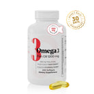 Omega 3 Fish Oil 1200 mg bottle with 200 softgels, 360 mg fatty acids and guarantee badge.
