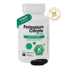 Potassium Citrate 99 mg supplement bottle with 60 softgels for heart health and muscle function support