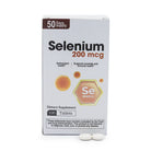 Selenium 200 mcg dietary supplement box with 100 tablets and 50 day supply