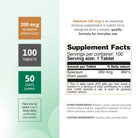 Selenium 200 mcg from yeast supplement facts panel with 100 tablets and 50 day supply