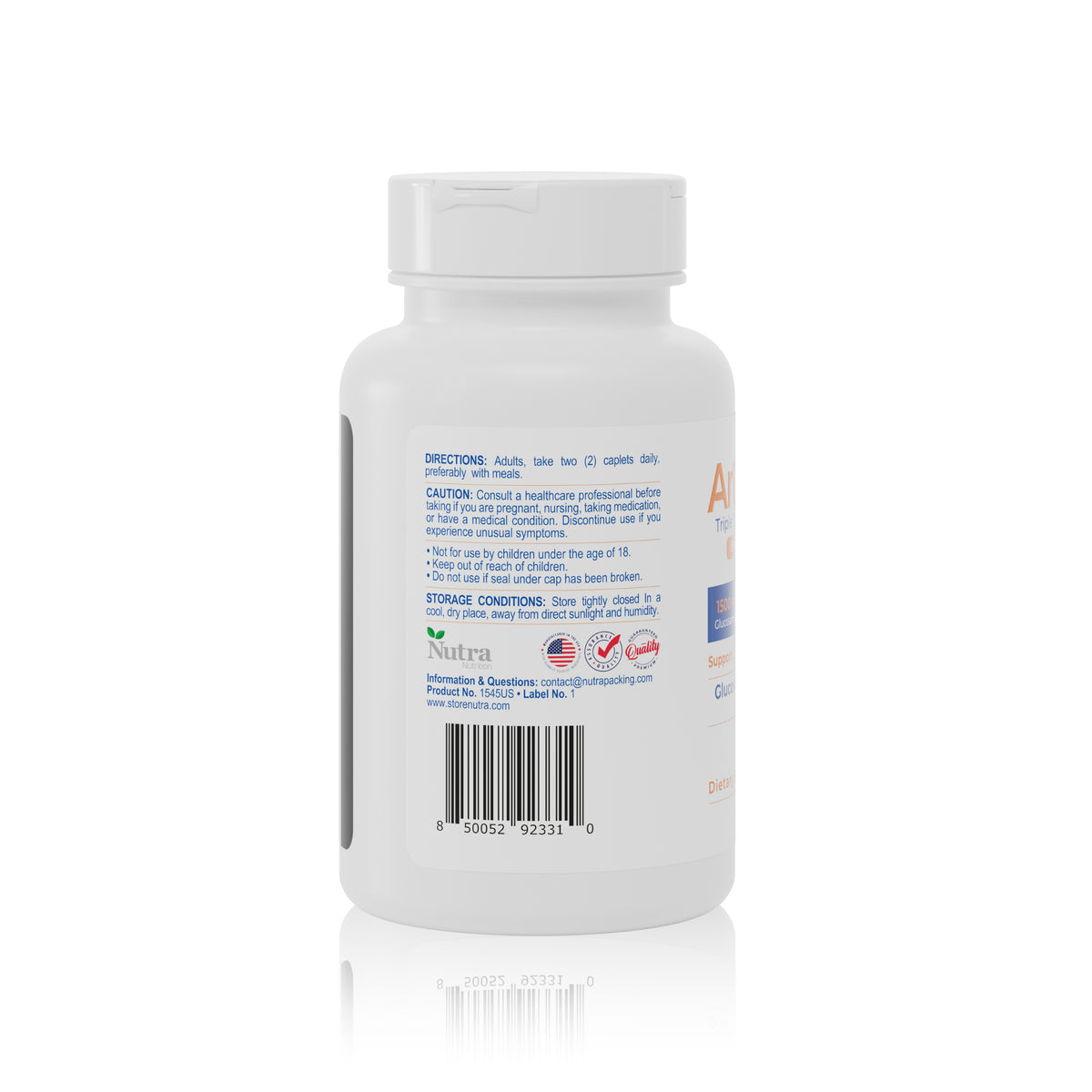 Back label of SIMOVE joint formula supplement with directions and barcode.