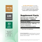 St. John’s Wort Extract supplement facts panel with 300 mg extract, 0.3% hypericin and 100 capsules