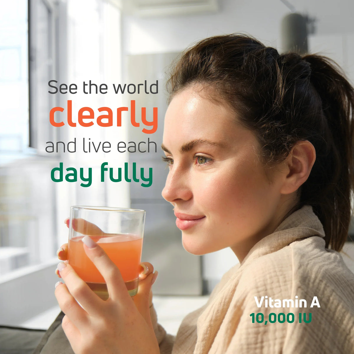 Vitamin A 10000 IU lifestyle image for daily vision support and wellness
