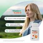 Vitamin A 10000 IU supplement with Vitamin D3 for eye health, skin health and immune support