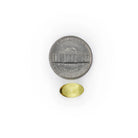 Vitamin A 10000 IU yellow softgel size comparison with a five cent coin